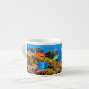 SlipperyJoe's Fish Pride tropical green blue purpl Espresso Cup