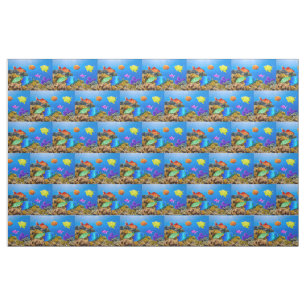 SlipperyJoe's Fish Pride tropical green blue purpl Fabric