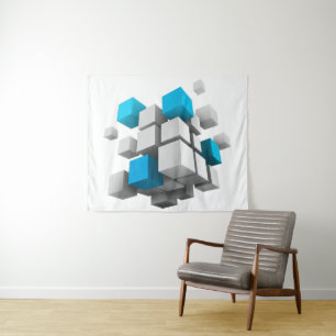 SlipperyJoe's floating cluster of cubes' size vari Tapestry