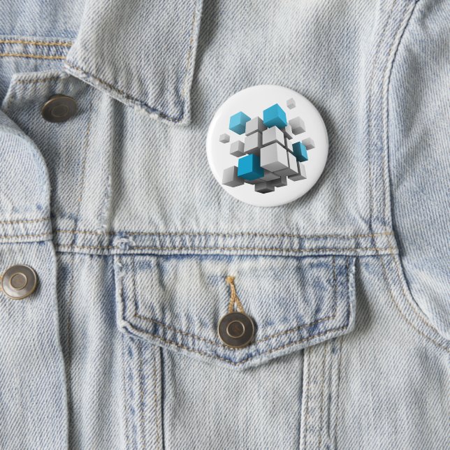 SlipperyJoe's floating cluster of cubes size varie 2 Inch Round Button (In Situ)