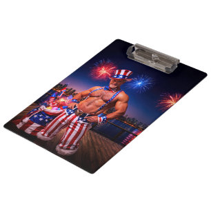SlipperyJoe's Fourth of July celebration bare hair Clipboard
