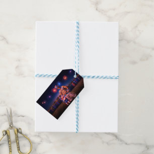 SlipperyJoe's Fourth of July celebration bare hair Gift Tags