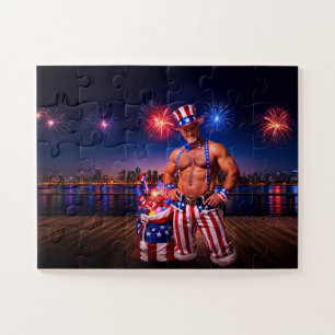 SlipperyJoe's Fourth of July celebration bare hair Jigsaw Puzzle