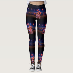 SlipperyJoe's Fourth of July celebration bare hair Leggings