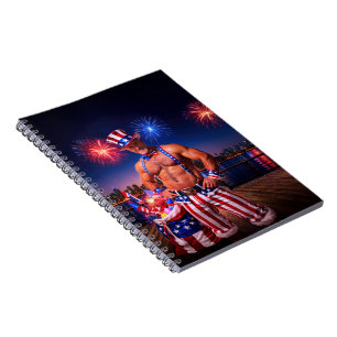 SlipperyJoe's Fourth of July celebration bare hair Notebook