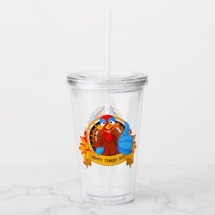 SlipperyJoe's fun cartoon-style Thanksgiving desig Acrylic Tumbler