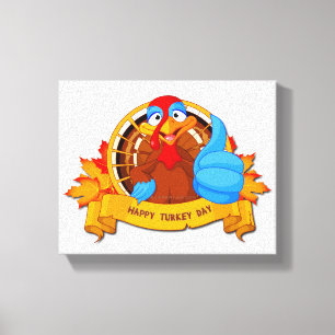 SlipperyJoe's fun cartoon-style Thanksgiving desig Canvas Print