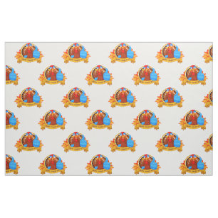 SlipperyJoe's fun cartoon-style Thanksgiving desig Fabric