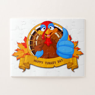 SlipperyJoe's fun cartoon-style Thanksgiving desig Jigsaw Puzzle