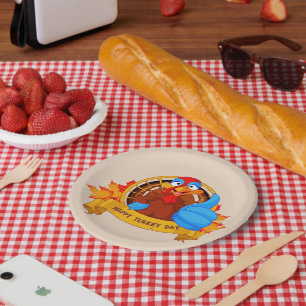 SlipperyJoe's fun cartoon-style Thanksgiving desig Paper Plate