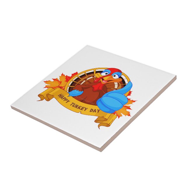 SlipperyJoe's fun cartoon-style Thanksgiving desig Tile (Side)