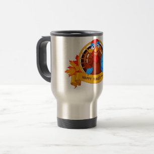 SlipperyJoe's fun cartoon-style Thanksgiving desig Travel Mug