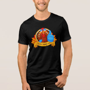 SlipperyJoe's fun cartoon-style Thanksgiving desig Tri-Blend Shirt