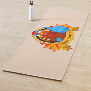 SlipperyJoe's fun cartoon-style Thanksgiving desig Yoga Mat