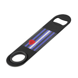 SlipperyJoe's Gay Leather Pride flag black royal b Bar Key