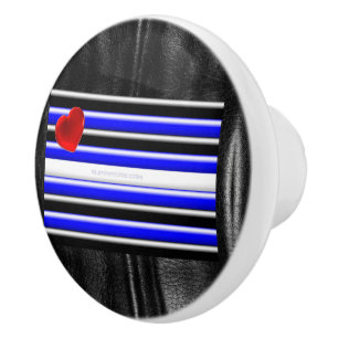 SlipperyJoe's Gay Leather Pride flag black royal b Ceramic Knob
