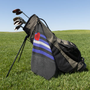 SlipperyJoe's Gay Leather Pride flag black royal b Golf Towel