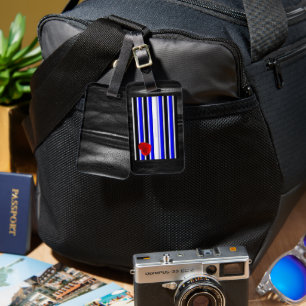SlipperyJoe's Gay Leather Pride flag black royal b Luggage Tag