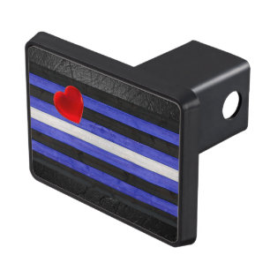 SlipperyJoe's Gay Leather Pride flag black royal b Trailer Hitch Cover
