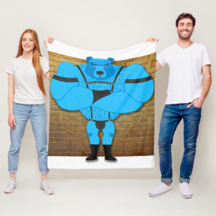 SlipperyJoe's gay muscle bear cartoon thong leathe Fleece Blanket