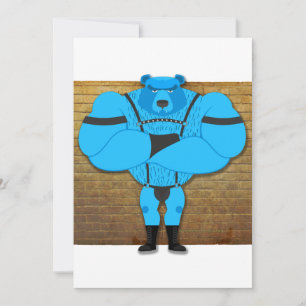 SlipperyJoe's gay muscle bear cartoon thong leathe Holiday Card