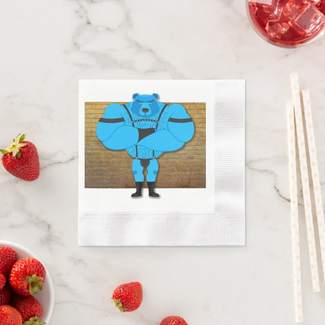 SlipperyJoe's gay muscle bear cartoon thong leathe Napkin (Insitu)
