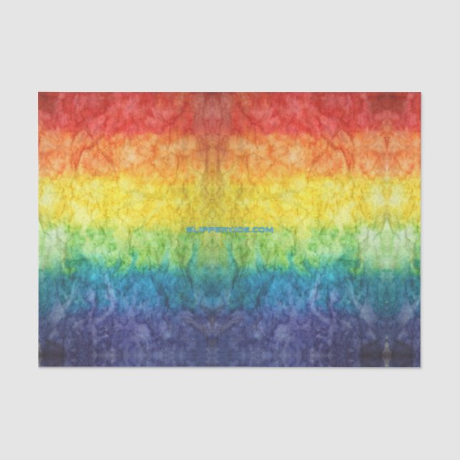 SlipperyJoe's gay pride flag rainbow colours tie-d Tissue Paper (Front)