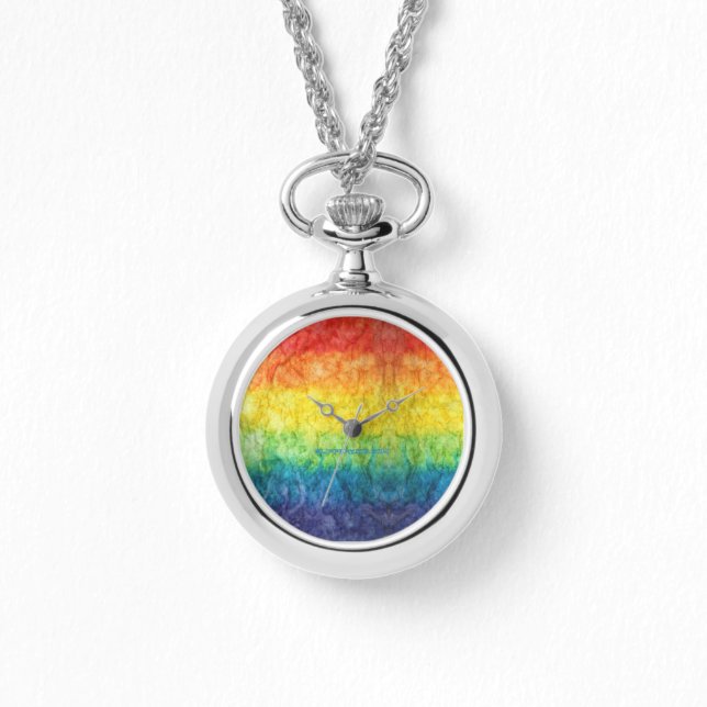 SlipperyJoe's gay pride flag rainbow colours tie-d Watch (Front)