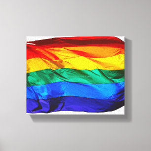 SlipperyJoe's gay pride flag waving pride colours  Canvas Print