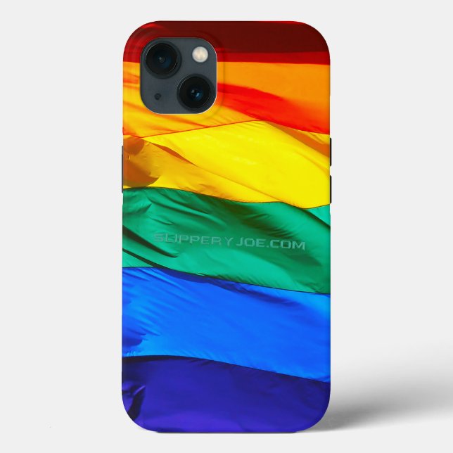 SlipperyJoe's gay pride flag waving pride colours  Case-Mate iPhone Case (Back)