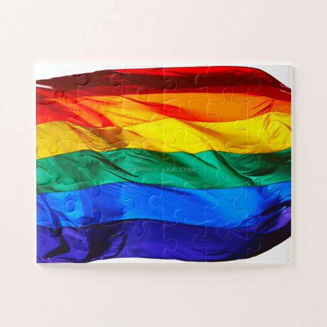 SlipperyJoe's gay pride flag waving pride colours  Jigsaw Puzzle (Horizontal)