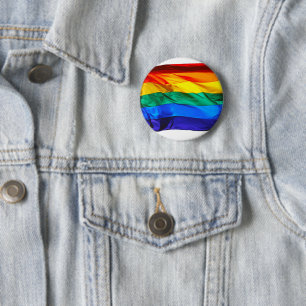 SlipperyJoe's gay pride flag waving red orange yel 2 Inch Round Button