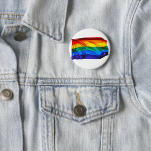 SlipperyJoe's gay pride flag waving red orange yel 2 Inch Round Button
