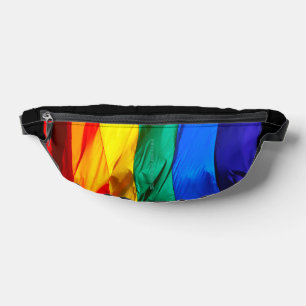 SlipperyJoe's gay pride flag waving red orange yel Fanny Pack
