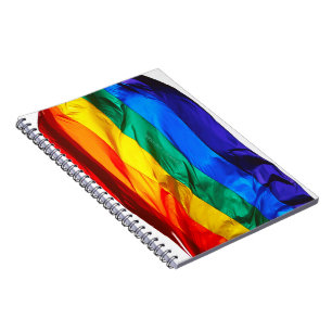 SlipperyJoe's gay pride flag waving red orange yel Notebook