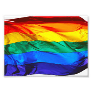 SlipperyJoe's gay pride flag waving red orange yel Photo Print