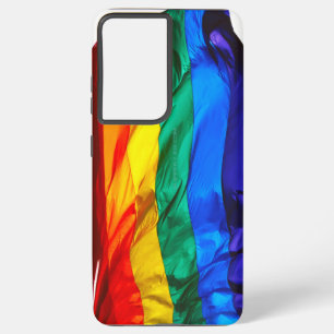 SlipperyJoe's gay pride flag waving red orange yel Samsung Galaxy Case