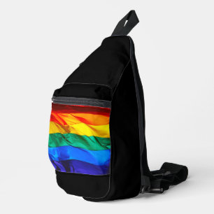 SlipperyJoe's gay pride flag waving red orange yel Sling Bag