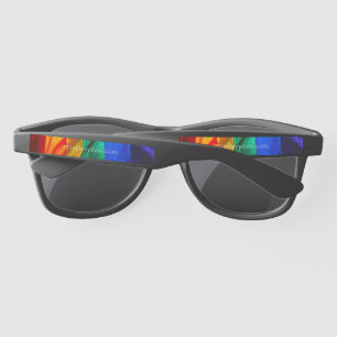 SlipperyJoe's gay pride flag waving red orange yel Sunglasses