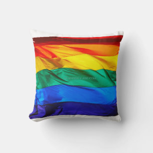 SlipperyJoe's gay pride flag waving red orange yel Throw Pillow