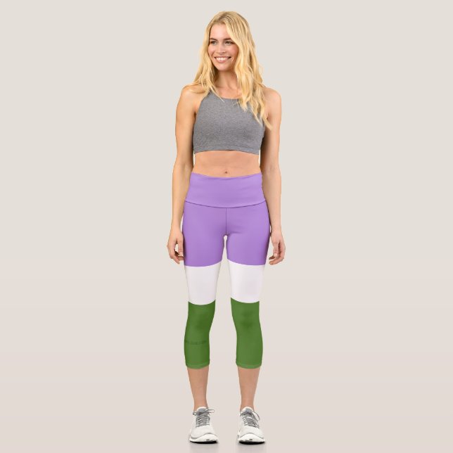 SlipperyJoe's genderqueer pride flag colours non-b Capri Leggings (Front)