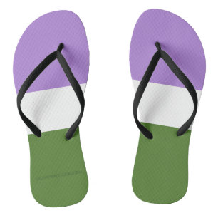 SlipperyJoe's Genderqueer Pride Flag colours Non-b Flip Flops