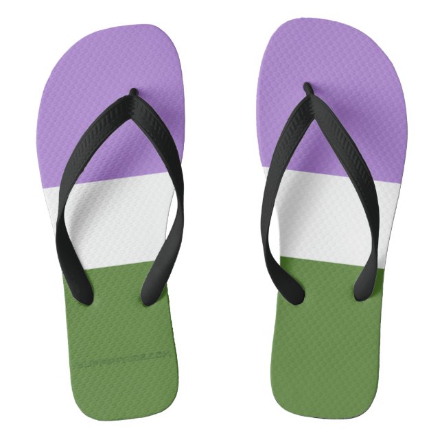 SlipperyJoe's genderqueer pride flag colours non-b Flip Flops (Footbed)