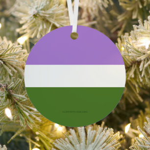 SlipperyJoe's Genderqueer Pride Flag colours Non-b Metal Ornament
