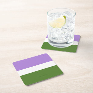 SlipperyJoe's genderqueer pride flag colours non-b Square Paper Coaster