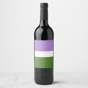 SlipperyJoe's Genderqueer Pride Flag colours Non-b Wine Label