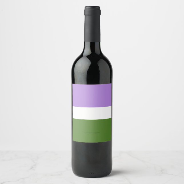 SlipperyJoe's genderqueer pride flag colours non-b Wine Label (Front)