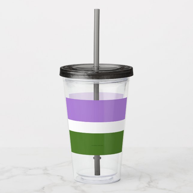 SlipperyJoe's genderqueer pride flag lavender blen Acrylic Tumbler (Front)