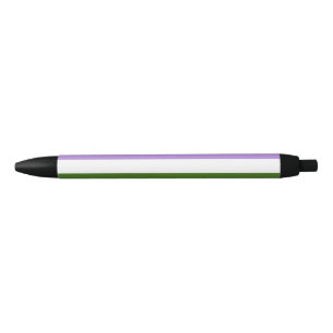 SlipperyJoe's genderqueer pride flag lavender blen Black Ink Pen