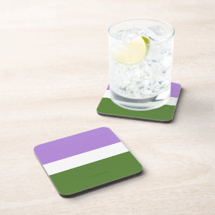 SlipperyJoe's genderqueer pride flag lavender blen Coaster